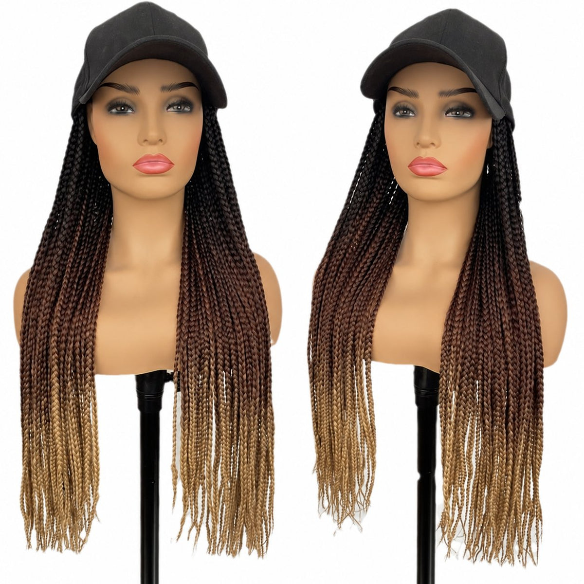 Three-Strand Braided Wig with Integrated Baseball Cap
