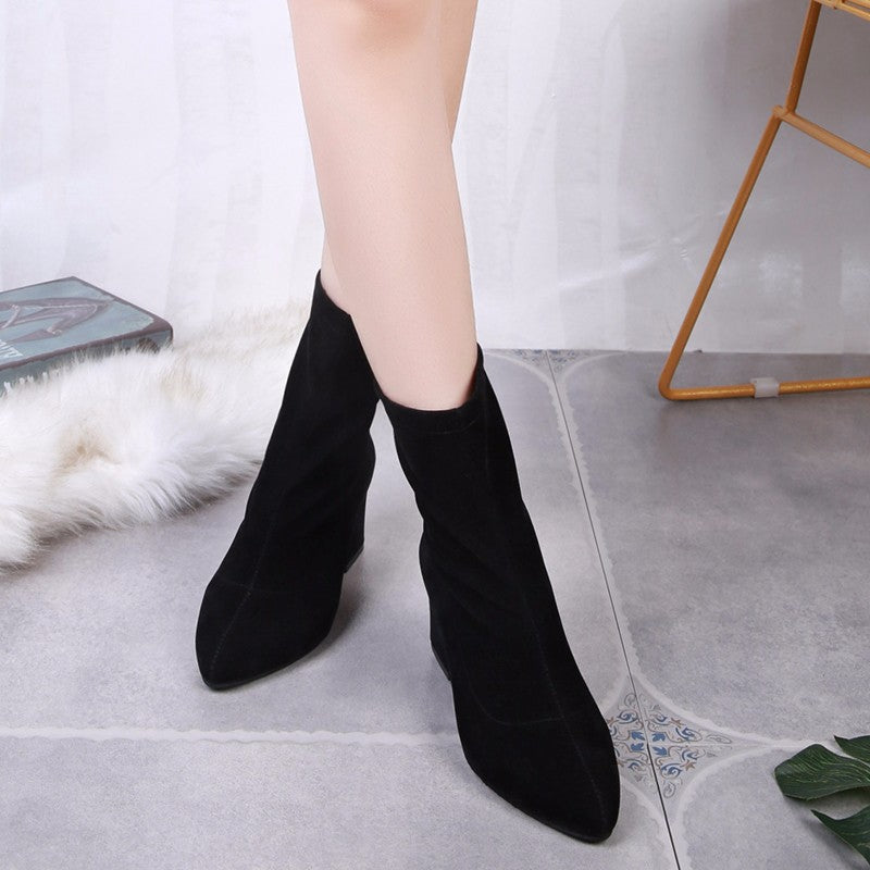 Women's Pointed-Toe Stretch Sock Boots