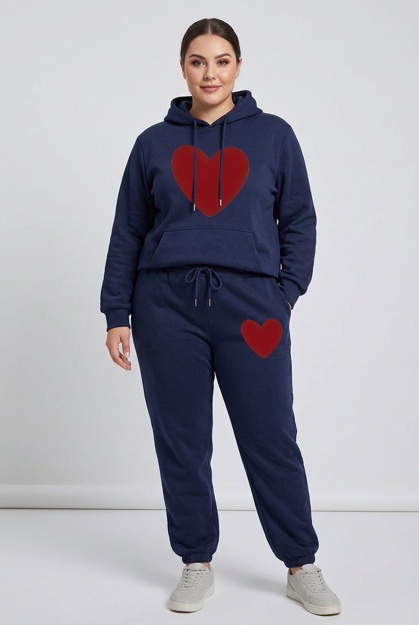 Women's Heart-Print Hoodie and Pants Set