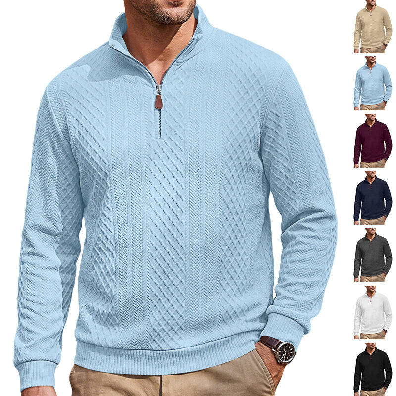 Men's Diamond-Jacquard Zip-Collar Pullover