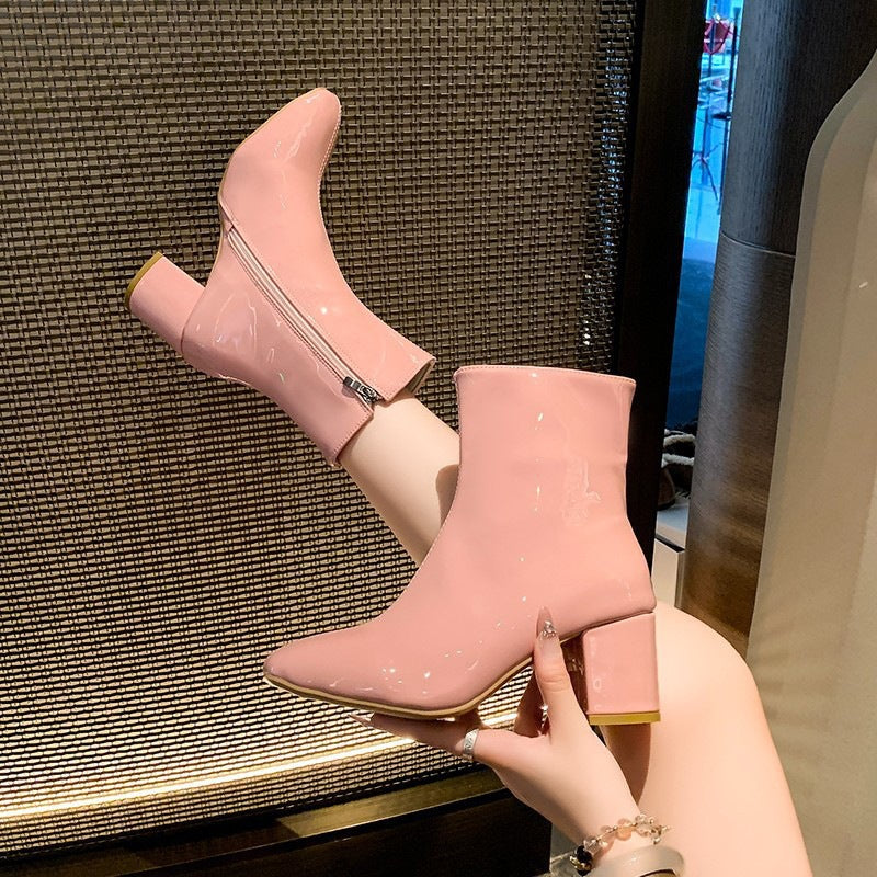 Women's Side-Zip Square-Toe Block Heel Boots