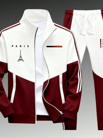 Men's Panel-Print Zip Jacket and Pants Set
