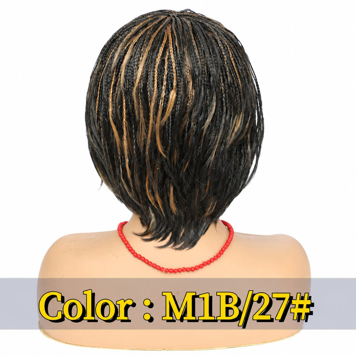 Short Hand-Braided Wig with Stretch Mesh Cap