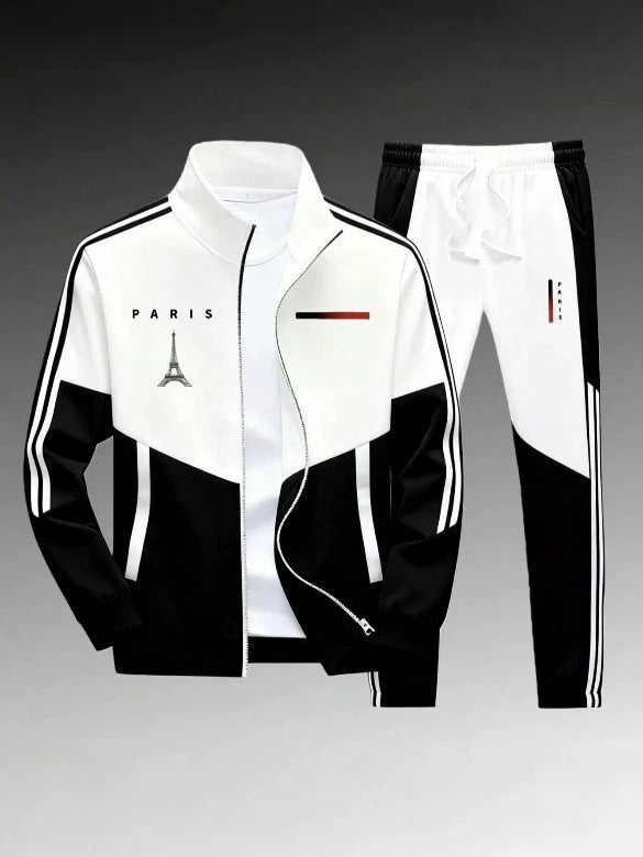 Men's Panel-Print Zip Jacket and Pants Set