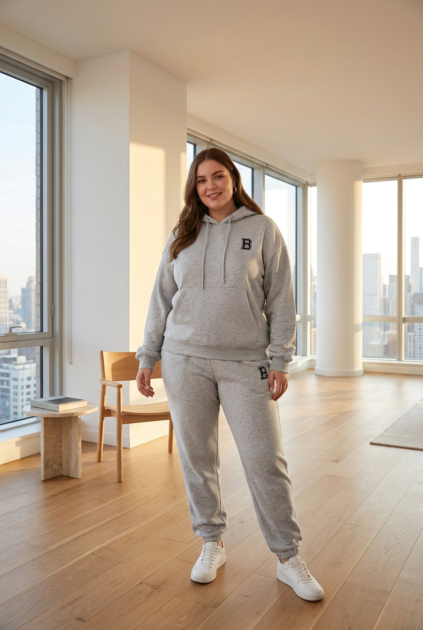 Graphic Hoodie and Casual Pants Set