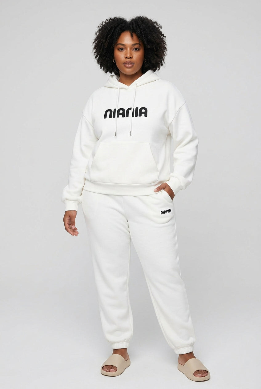 Graphic Hoodie and Casual Pants Set