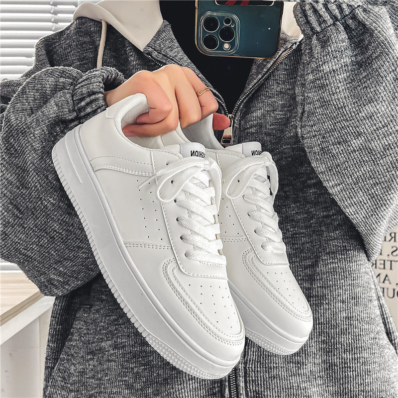 Men's White Casual Lace-Up Sneakers