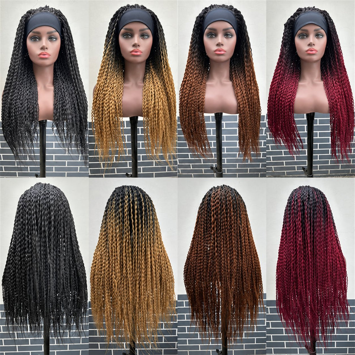 26-Inch Curly Braided Headband Wig