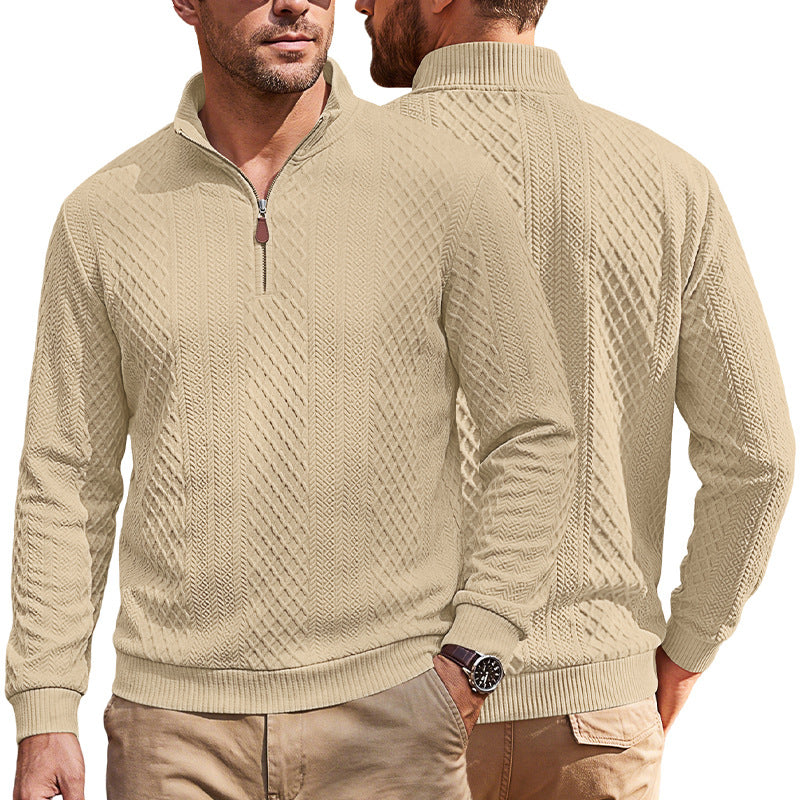 Men's Diamond-Jacquard Zip-Collar Pullover