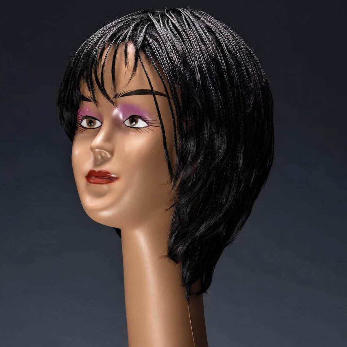 Short Hand-Braided Wig with Stretch Mesh Cap