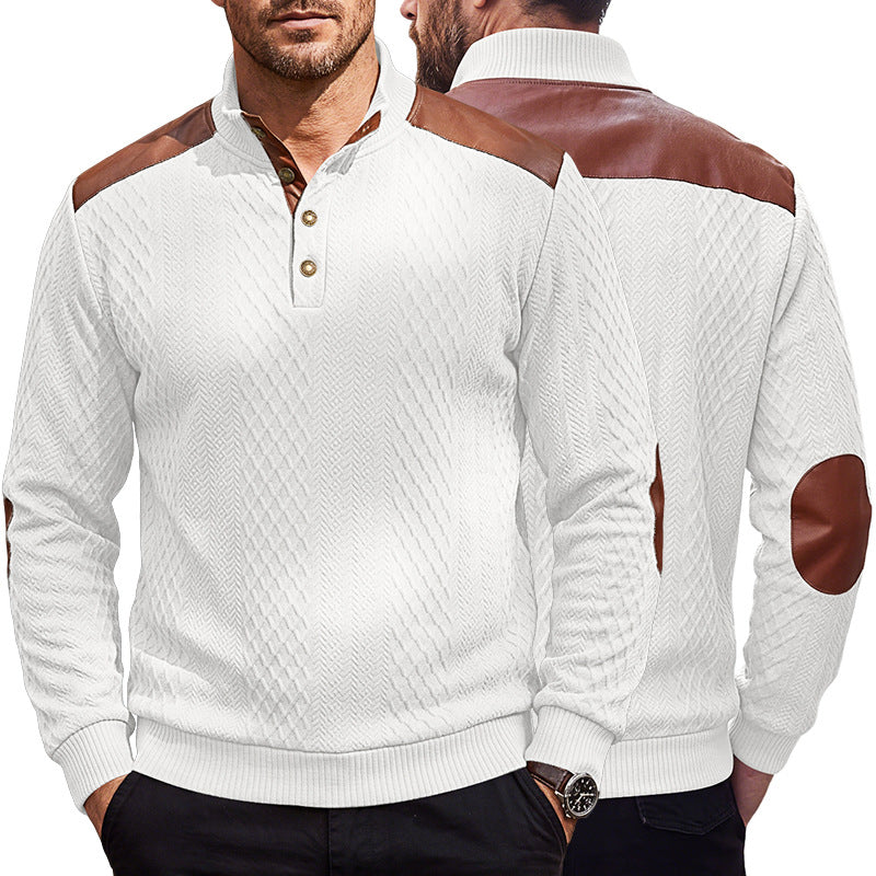 Men's Textured Panel Long-Sleeve Pullover