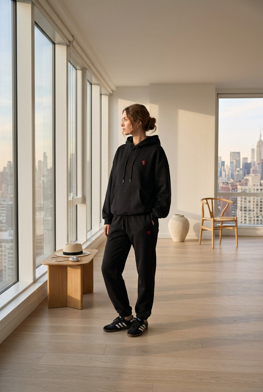 Graphic Hoodie and Casual Pants Set