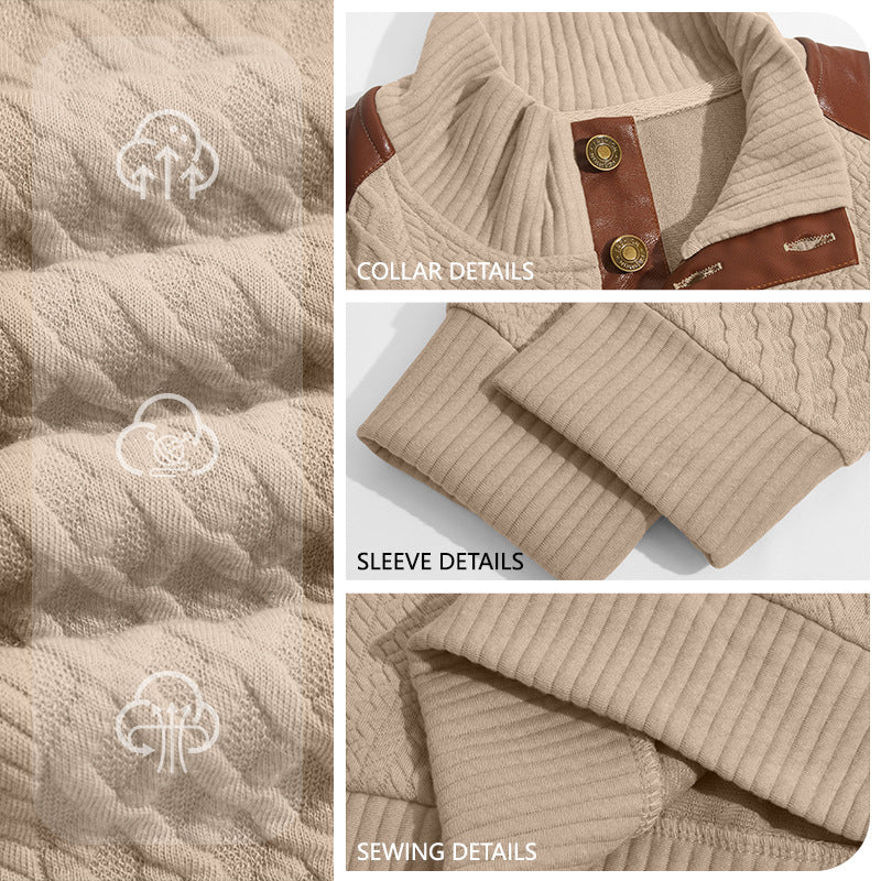 Men's Textured Panel Long-Sleeve Pullover