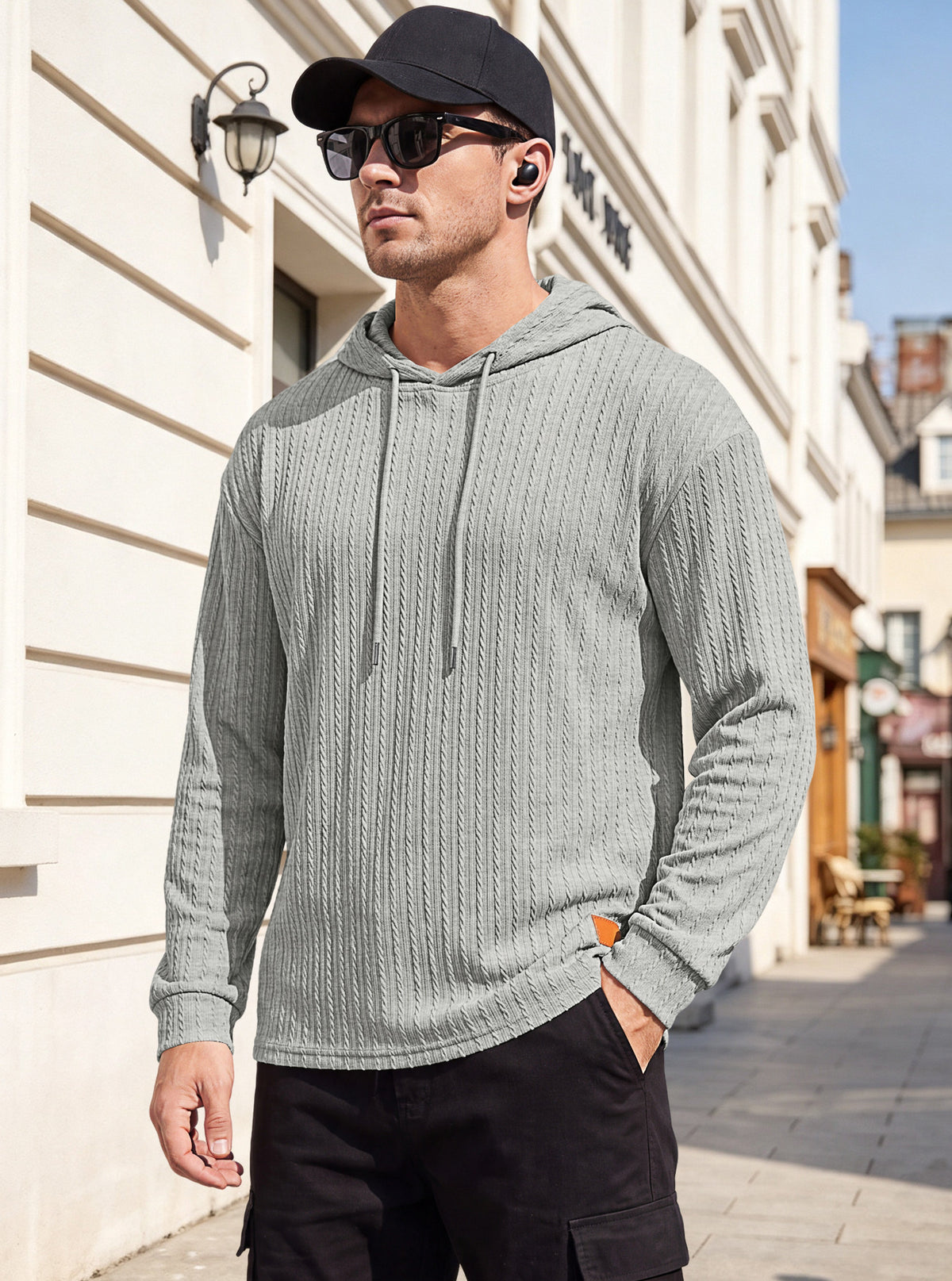 Men's Textured Henley Button-Neck Pullover