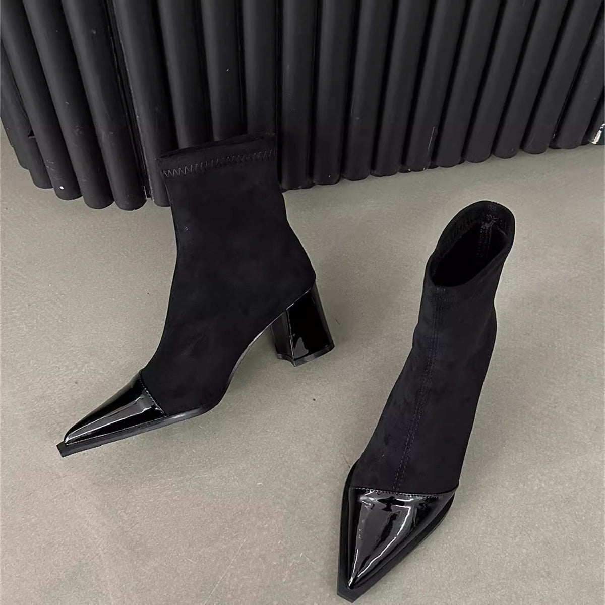 Women's Pointed-Toe Chunky Heel Ankle Boots