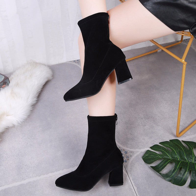 Women's Pointed-Toe Stretch Sock Boots