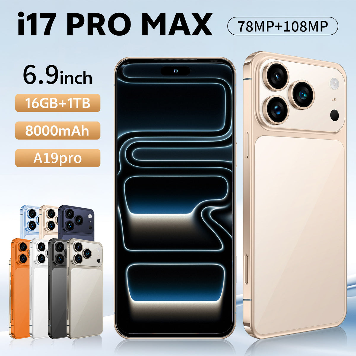 I17Promax 7.3-Inch Android Smartphone with Dual SIM & Colour Options