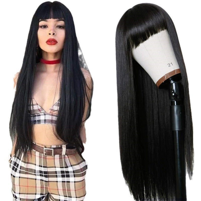 Long Straight Synthetic Wig with Centre Part