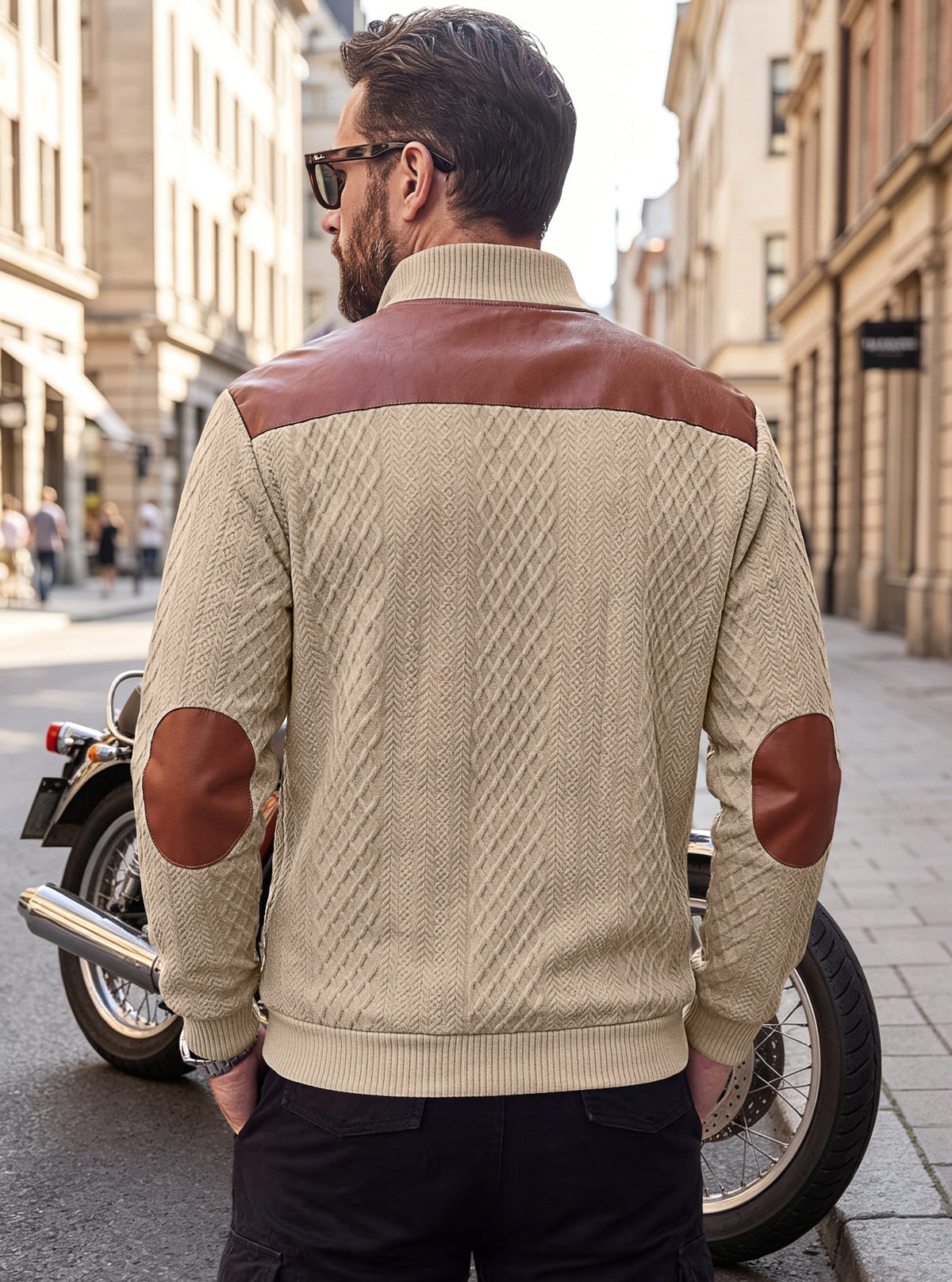 Men's Textured Panel Long-Sleeve Pullover