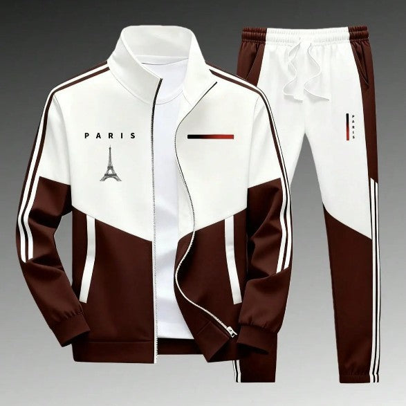 Men's Panel-Print Zip Jacket and Pants Set