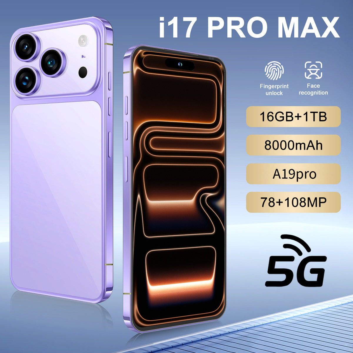 I17Promax 7.3-Inch Android Smartphone with Dual SIM & Colour Options