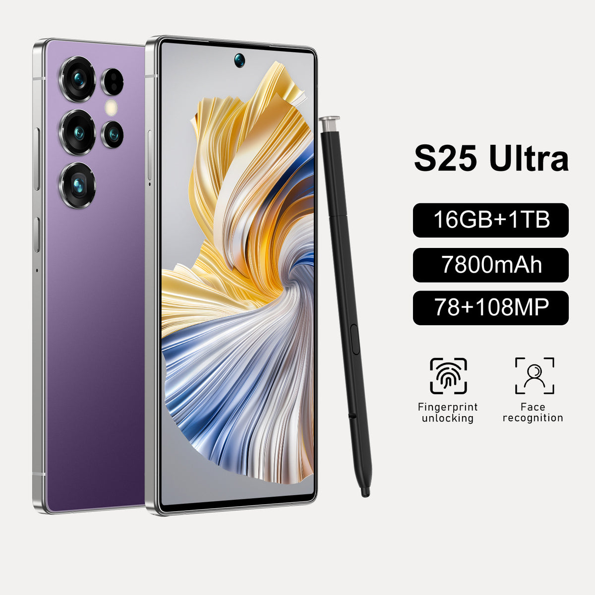 S25 Uitra 6.8-Inch Android Smartphone with Dual SIM & Colour Options