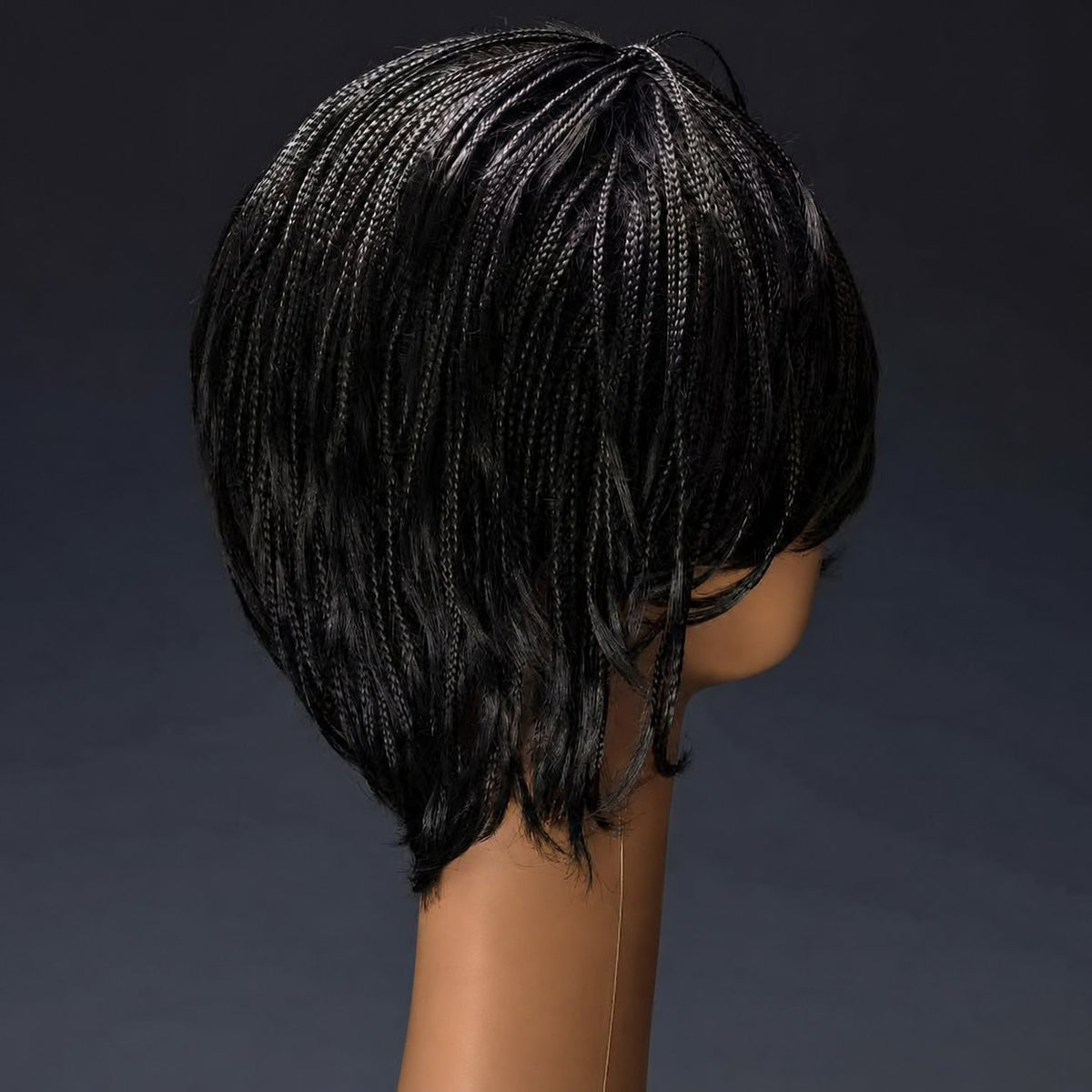 Short Hand-Braided Wig with Stretch Mesh Cap