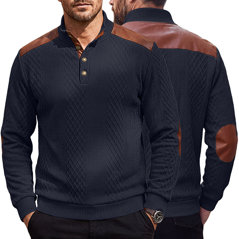 Men's Textured Panel Long-Sleeve Pullover