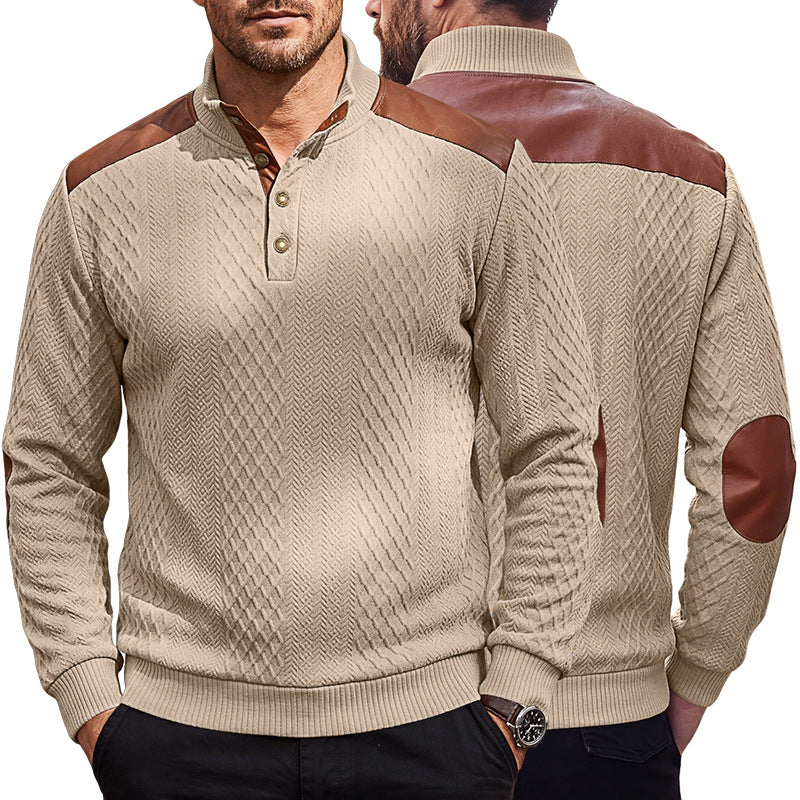 Men's Textured Panel Long-Sleeve Pullover