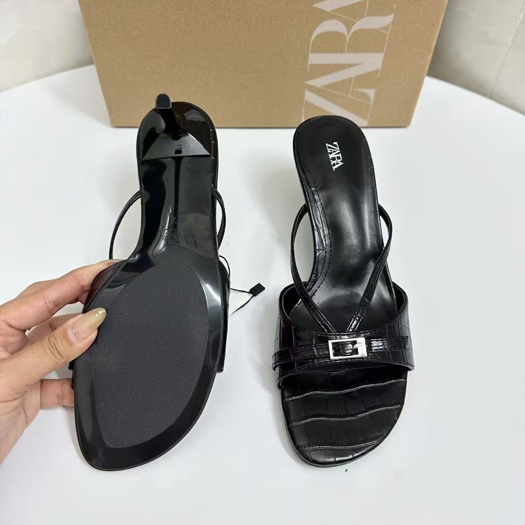 Women's Textured Thong Stiletto Sandals