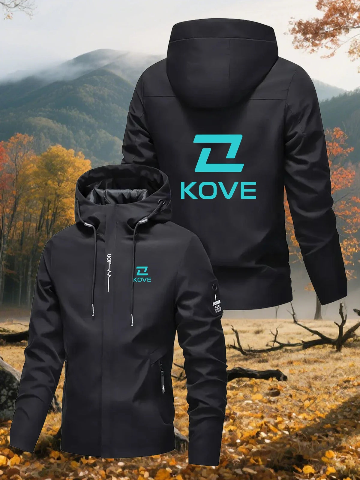 Men's Graphic Print Hooded Zip-Up Jacket