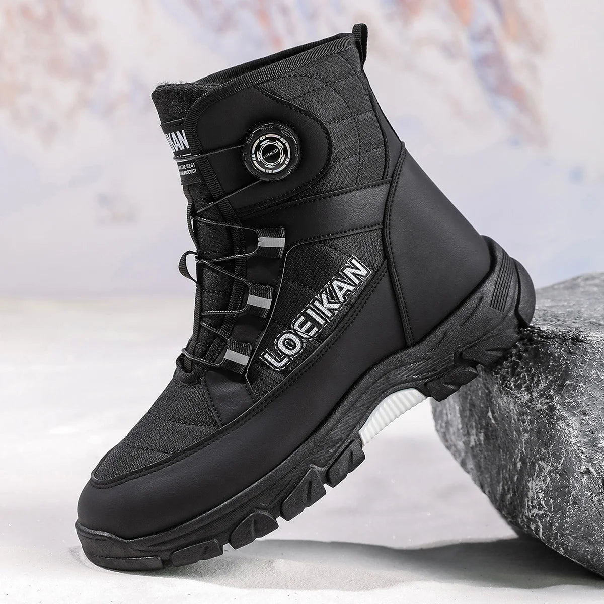 Bottes d’hiver montantes pour homme à lacets avec fermeture à molette