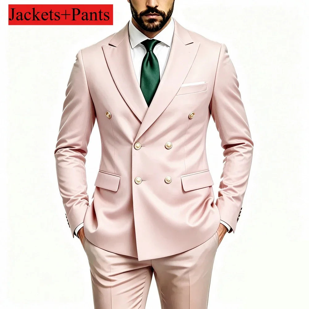 Men's Peak-Lapel Suit with Gold-Tone Buttons