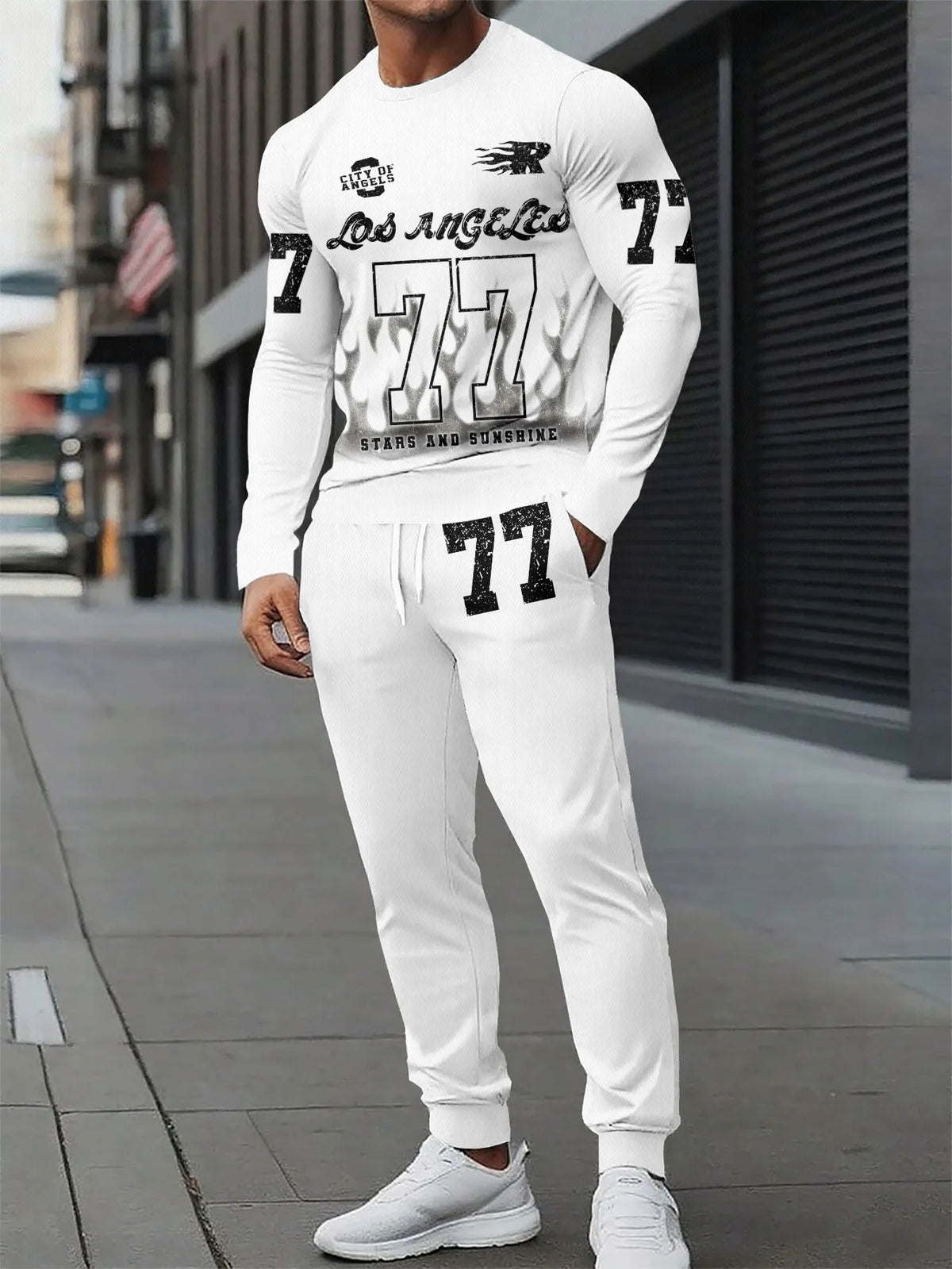 Men's Graphic Print Sweatshirt & Pants Set