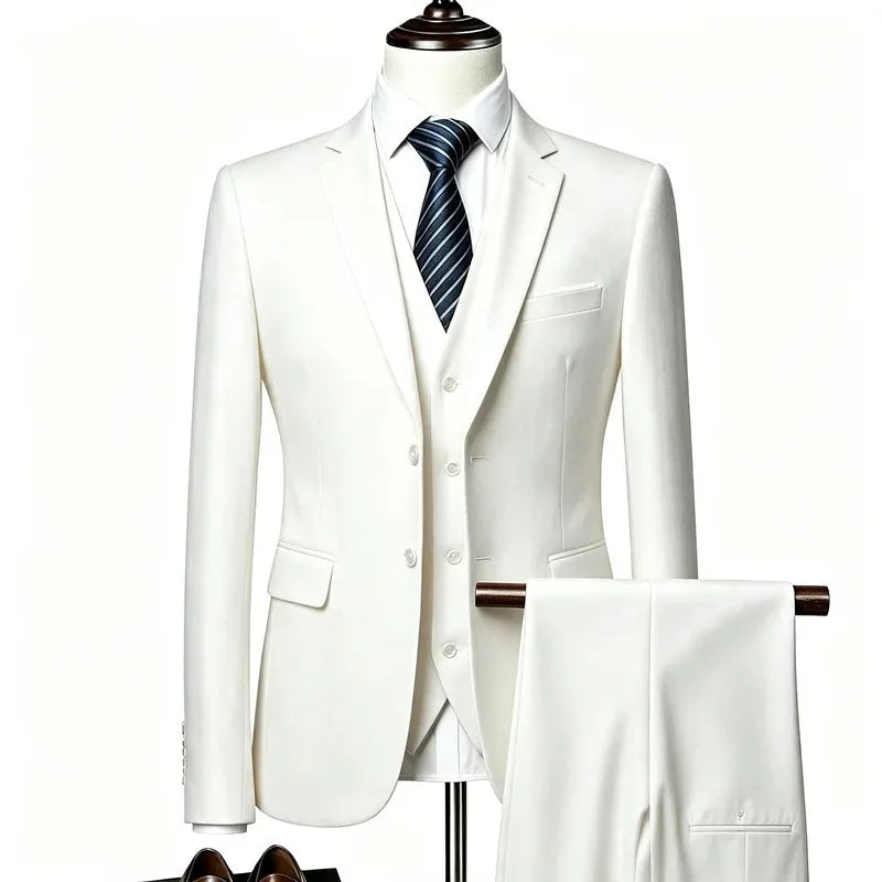 Men's Slim Fit Jacket, Vest & Trouser Set