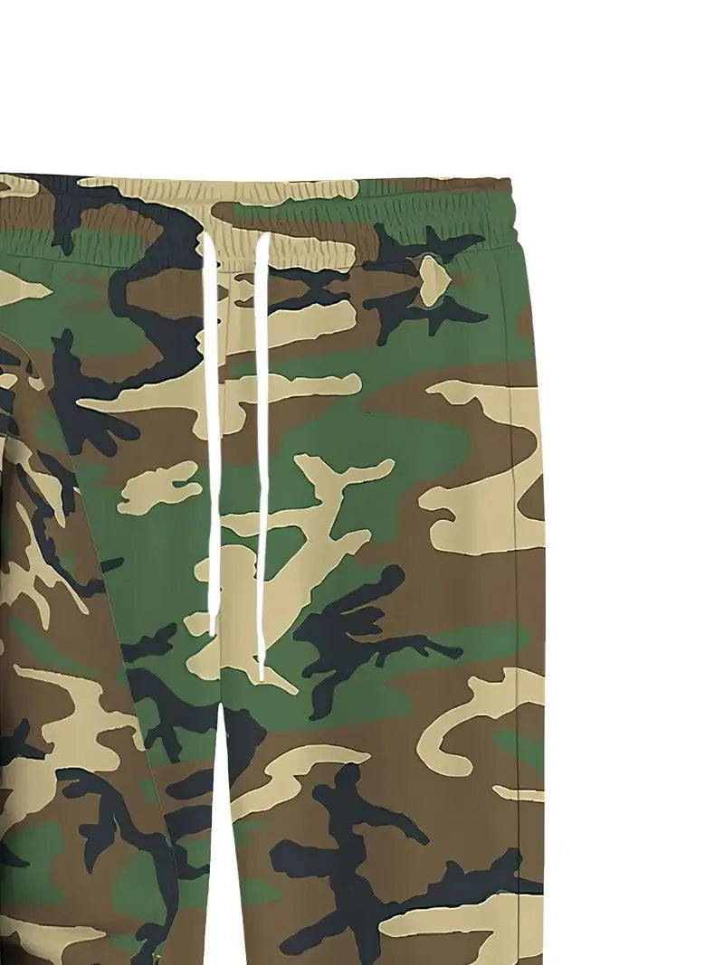 Men's Camouflage Print Casual Outfit Set