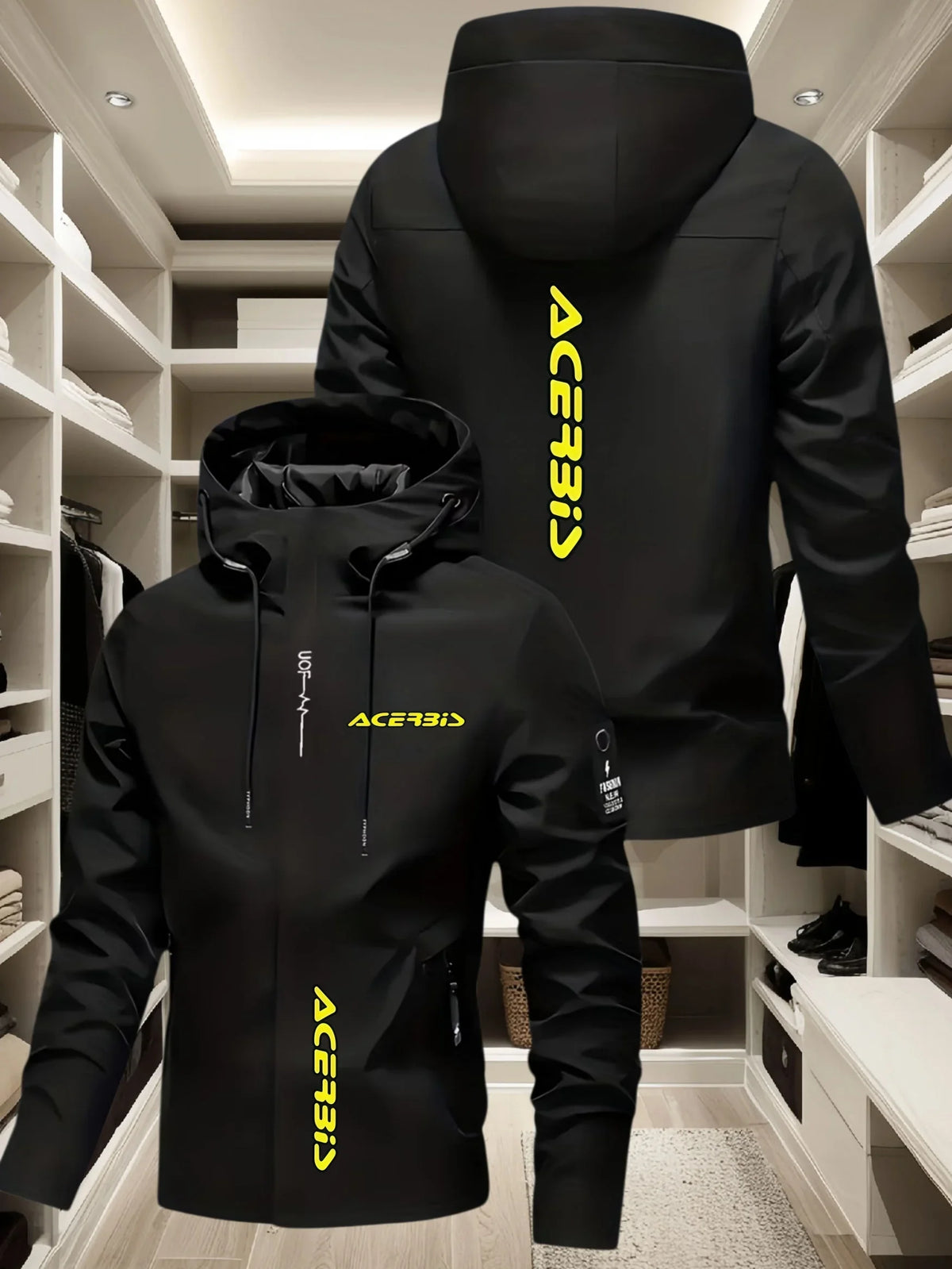 Men's Graphic Print Hooded Zip-Up Jacket