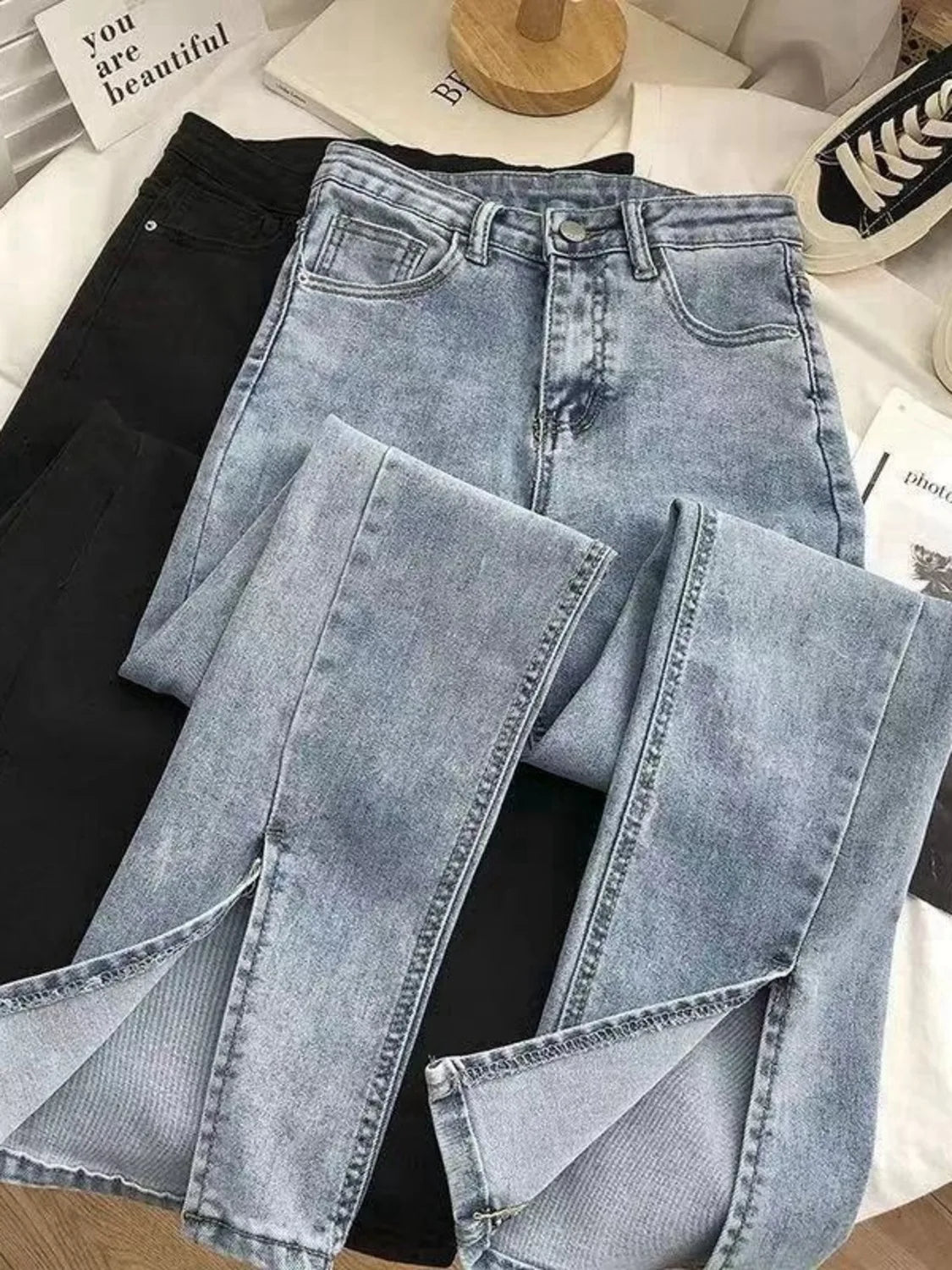 Women's Vintage High-Waist Wide-Leg Jeans — product view