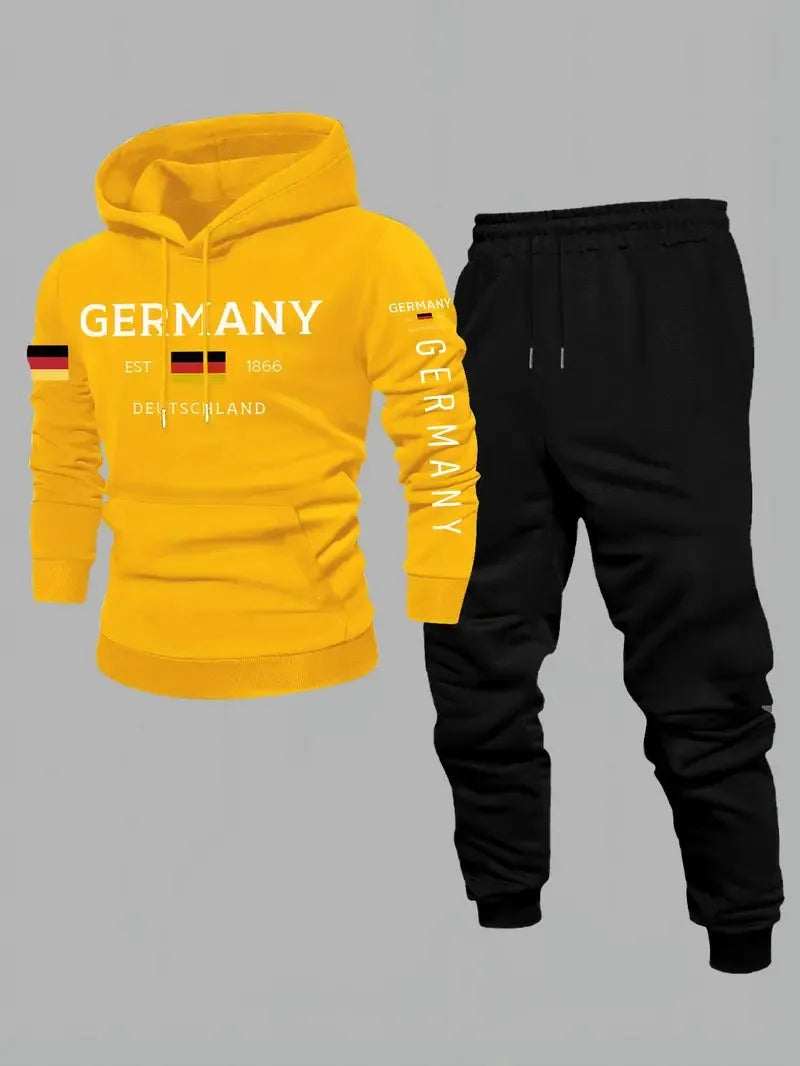 Men's Letter Print Hoodie & Pants Set