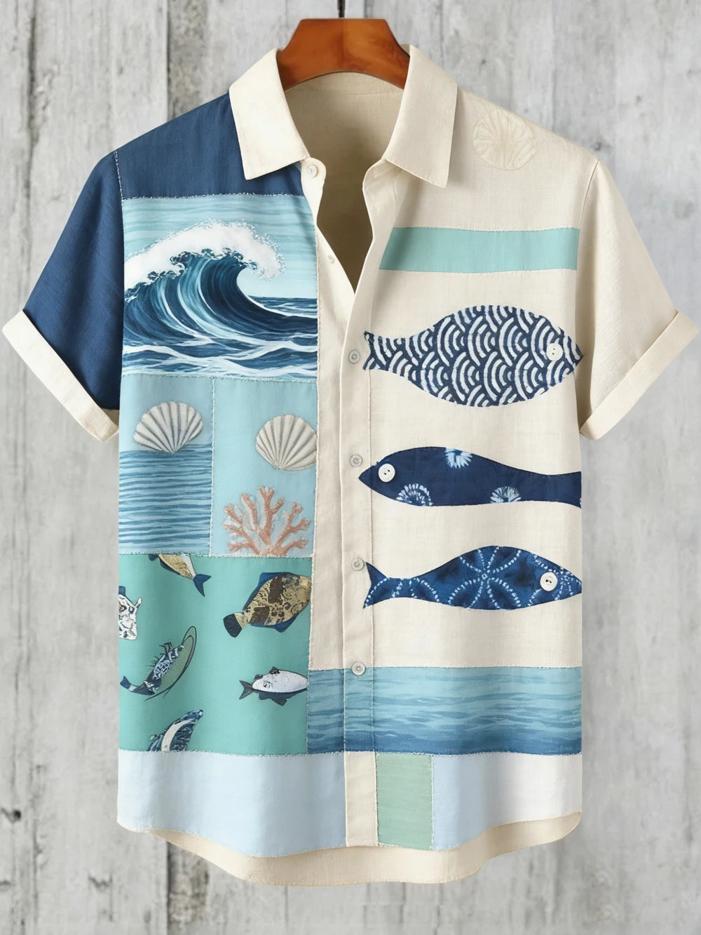 Men's Animal Print Short-Sleeve Casual Shirt