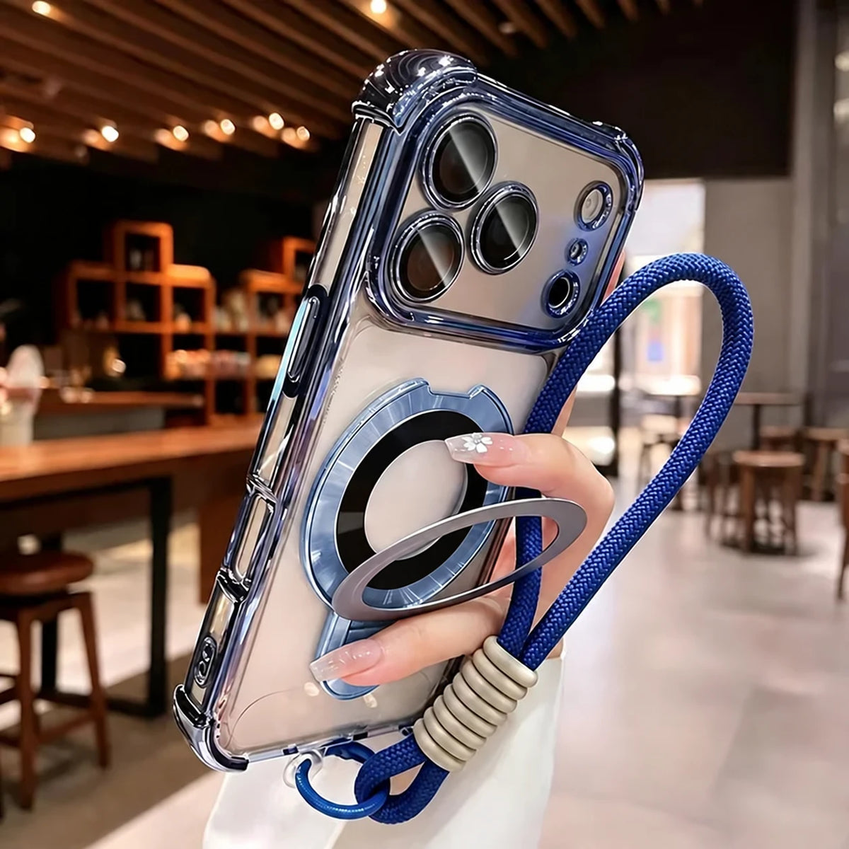 Clear Magnetic Stand Phone Case with Lanyard for iPhone 16 Pro, iPhone 16 Plus, iPhone 16 Pro Max, iPhone 17, iPhone 17 Pro, iPhone 17 Pro Max, iPhone 18 Pro, iPhone 18 Pro Max, iPhone 14 Pro, iPhone 14 Plus, iPhone 14 Pro Max & More Models
