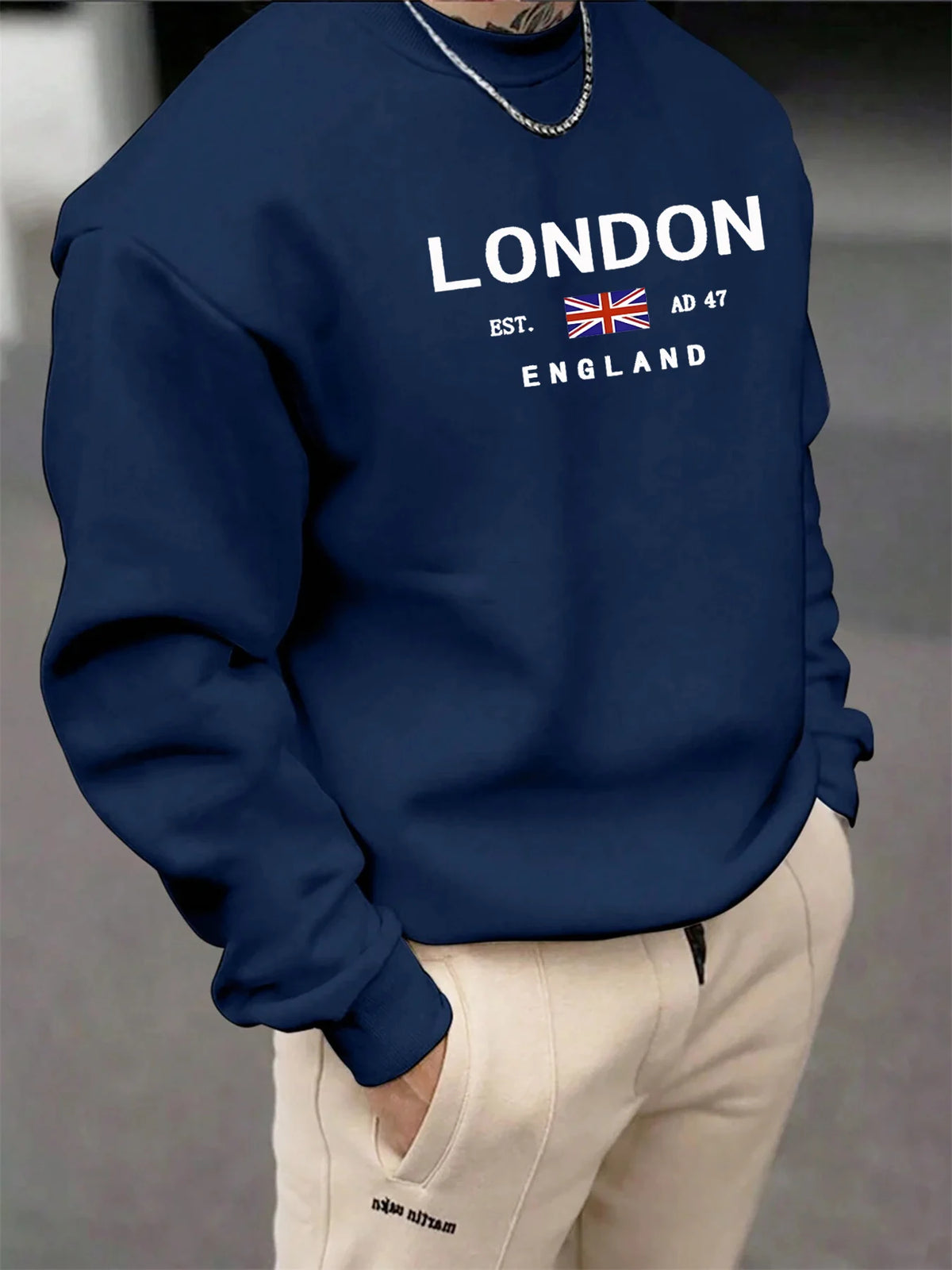 Men's Letter Print Crew-Neck Sweatshirt