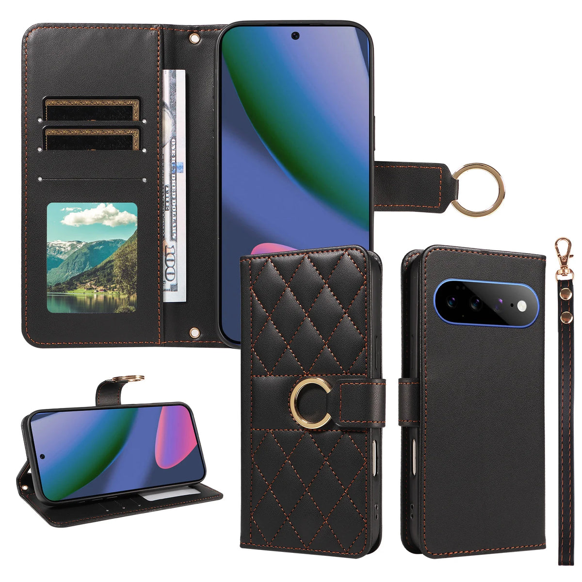 Textured Flip Wallet Phone Case for Google Pixel 8a, Google Pixel 8 Pro, Google Pixel 9, Google Pixel 9 Pro XL, Google Pixel 9a, Google Pixel 9 Pro, Google Pixel 10, Google Pixel 10a, Google Pixel 10 Pro XL & More Models