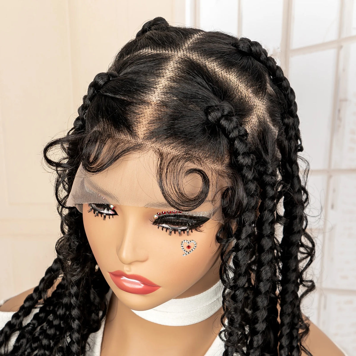 Women's Black Curly Synthetic Wig — product view