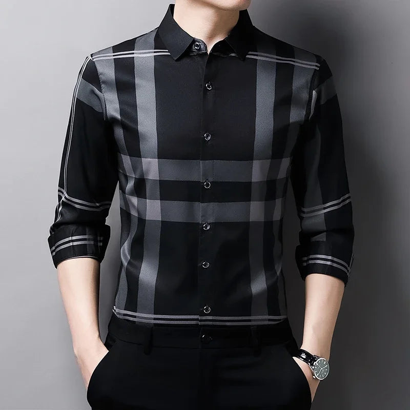 Men's Graphic Print Long-Sleeve Casual Shirt
