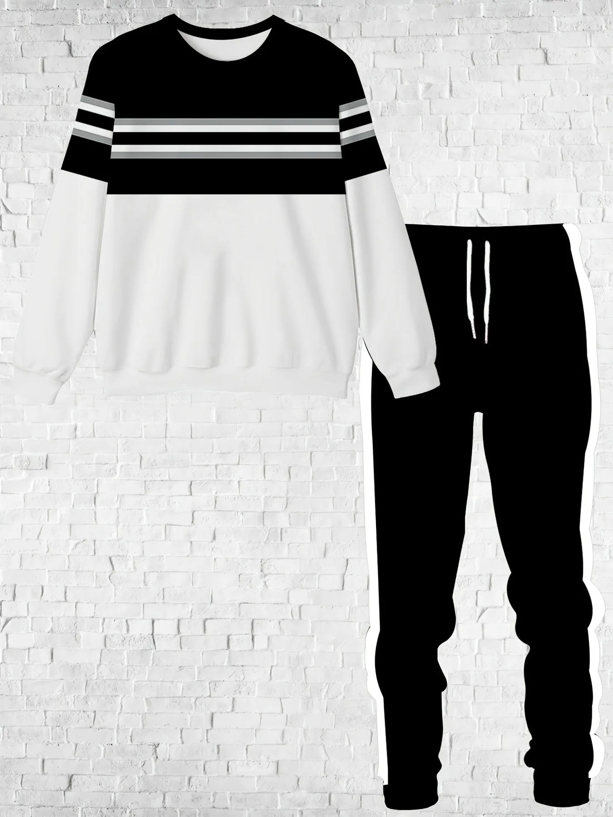 Men's Striped Sweatshirt & Pants Set