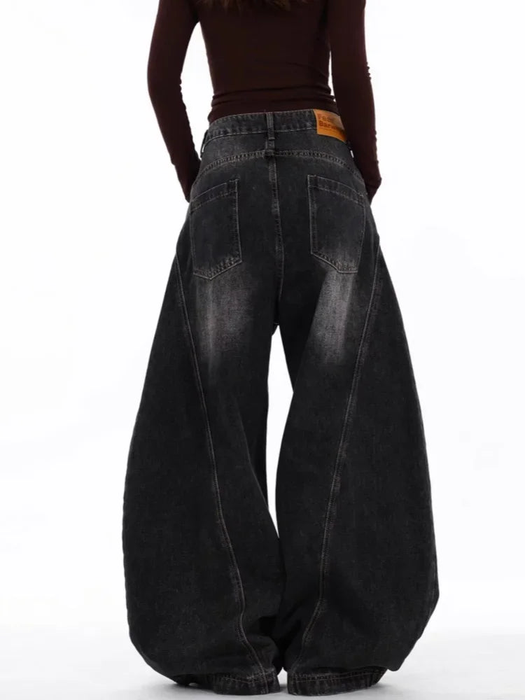 Women's Asymmetric High-Waist Wide-Leg Jeans — product view