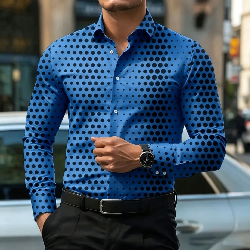 Men's Graphic Print Long-Sleeve Casual Shirt