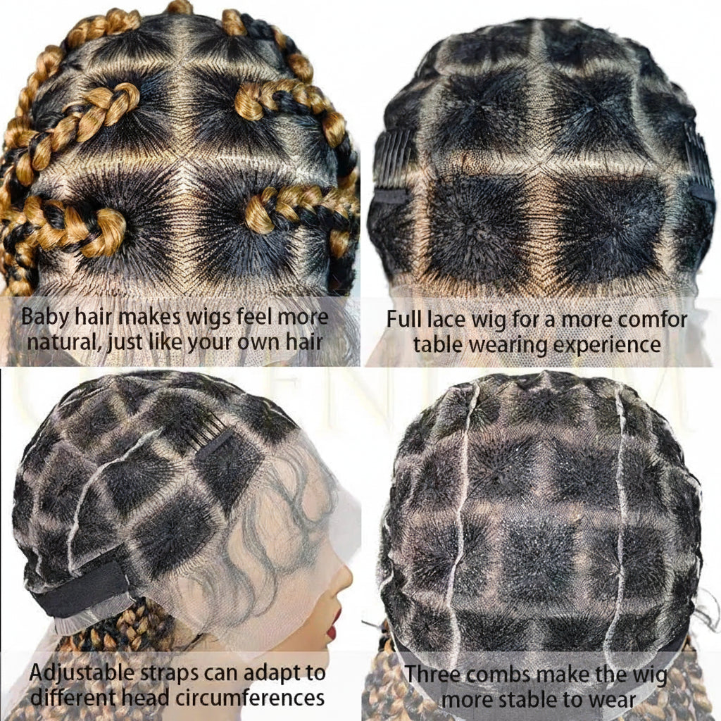 Synthetic Jumbo Box Braided Wig 1b27 Knotless Box Braids Lace Wig - OSASCO