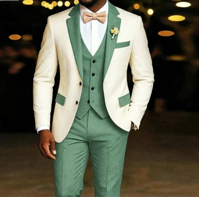Men's Light Green 3-Piece Suit Set — product view